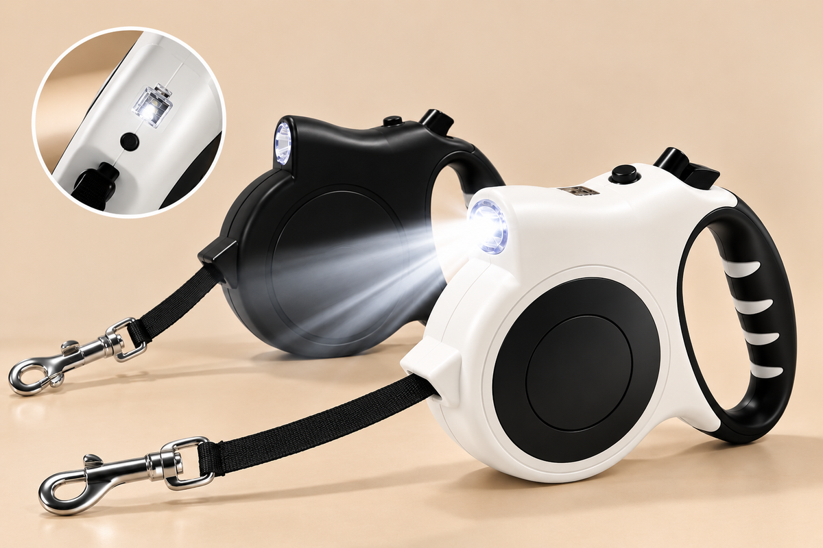 Correa extensible para perros con luz LED · 5 metros