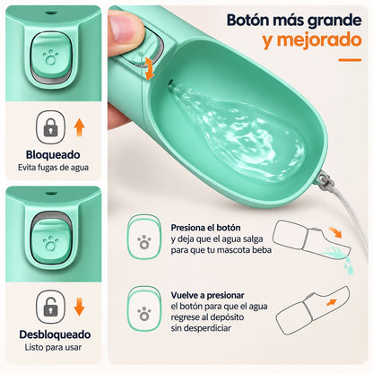 Bebedero portátil para perros con cierre antifugas